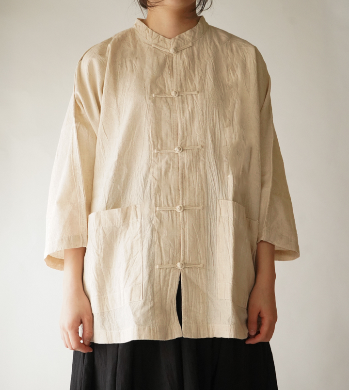 【値下げ中】ヂェン先生の日常着　チャイナジャケット厚手　茶色　Sサイズ 値下げ中】ヂェン先生の日常着 チャイナジャケット厚手 茶色 Sサイズ