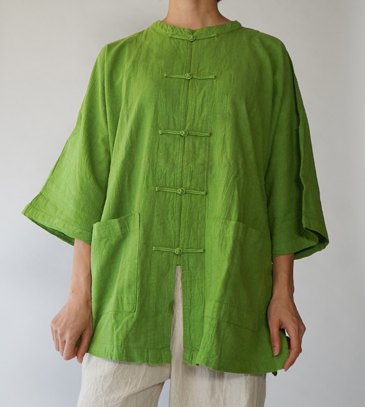 ヂェン先生の日常着　チャイナシャツ　生成りＳサイズ　薄地 ヂェン先生の日常着 チャイナシャツ 生成りSサイズ 薄地