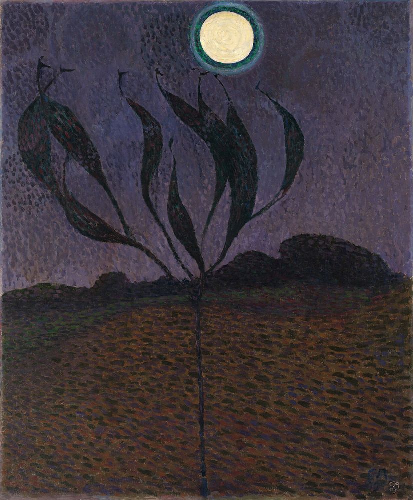Cuno Amiet , Mondlandschaft, Öl/Asbestfaserplatte (Eternit), 1905