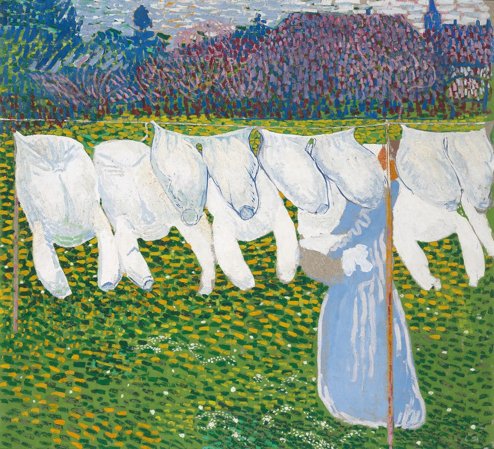 Cuno Amiet, Die Wäsche, Öl/Asbestfaserplatt (Eternit), 1904