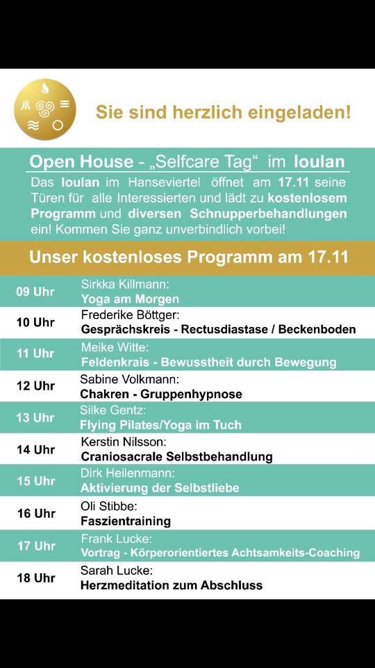 Open House Selfcare Tag Im Loulan Craniosacrale Osteopathie Nilsson