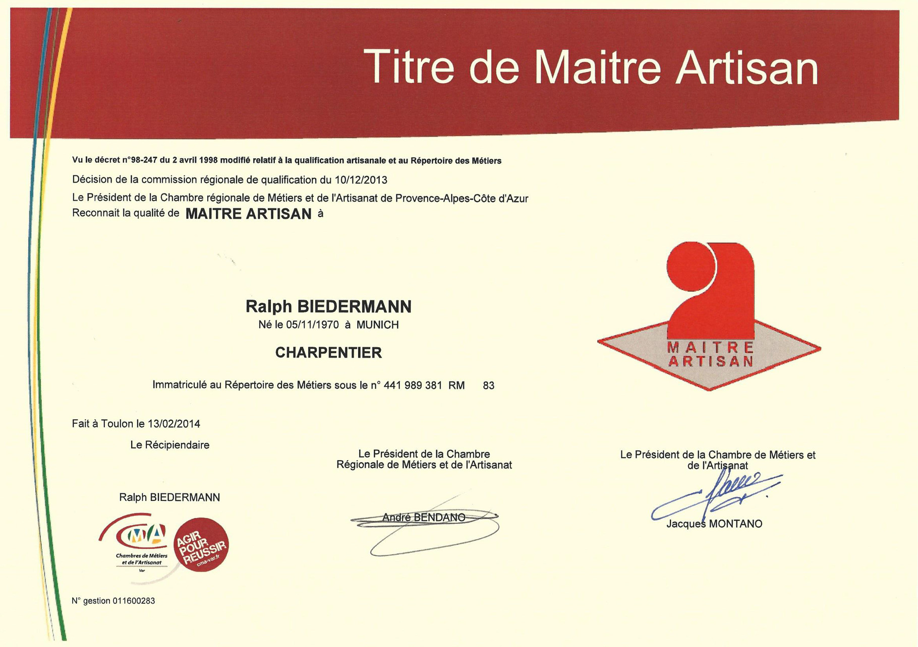 Ralph Biedermann Gerant De L Entreprise La Charpenterie De La