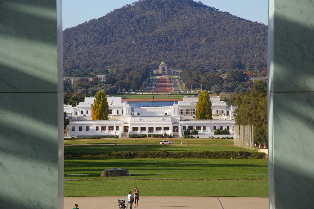 View to War Memorial & Mount Ainslie from Parliament building, Canberra