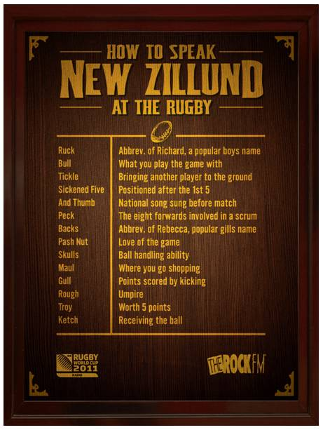 Alternative version of NZ lingo for rugby fanatics!