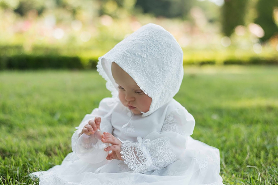 Bandeau bébé baptême blanc