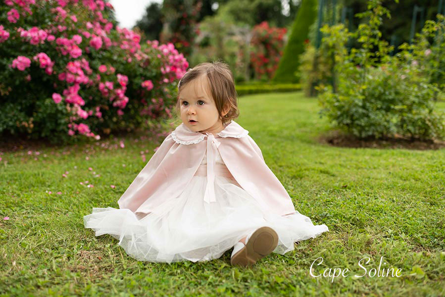 Ensemble robe de cérémonie en tulle brodé + bloomer pour bébé fille