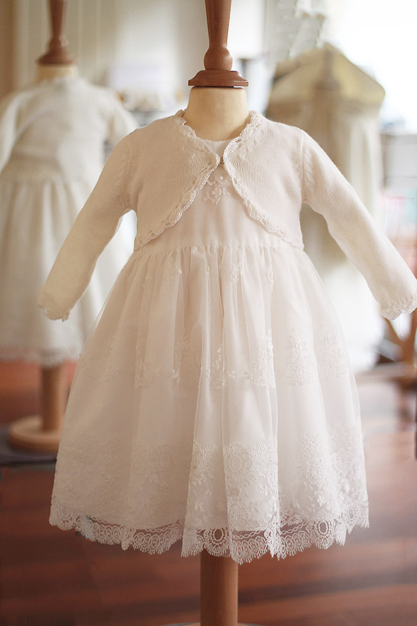 Gilet Sonia cérémonie bébé fille laine blanche - Fil de Légende