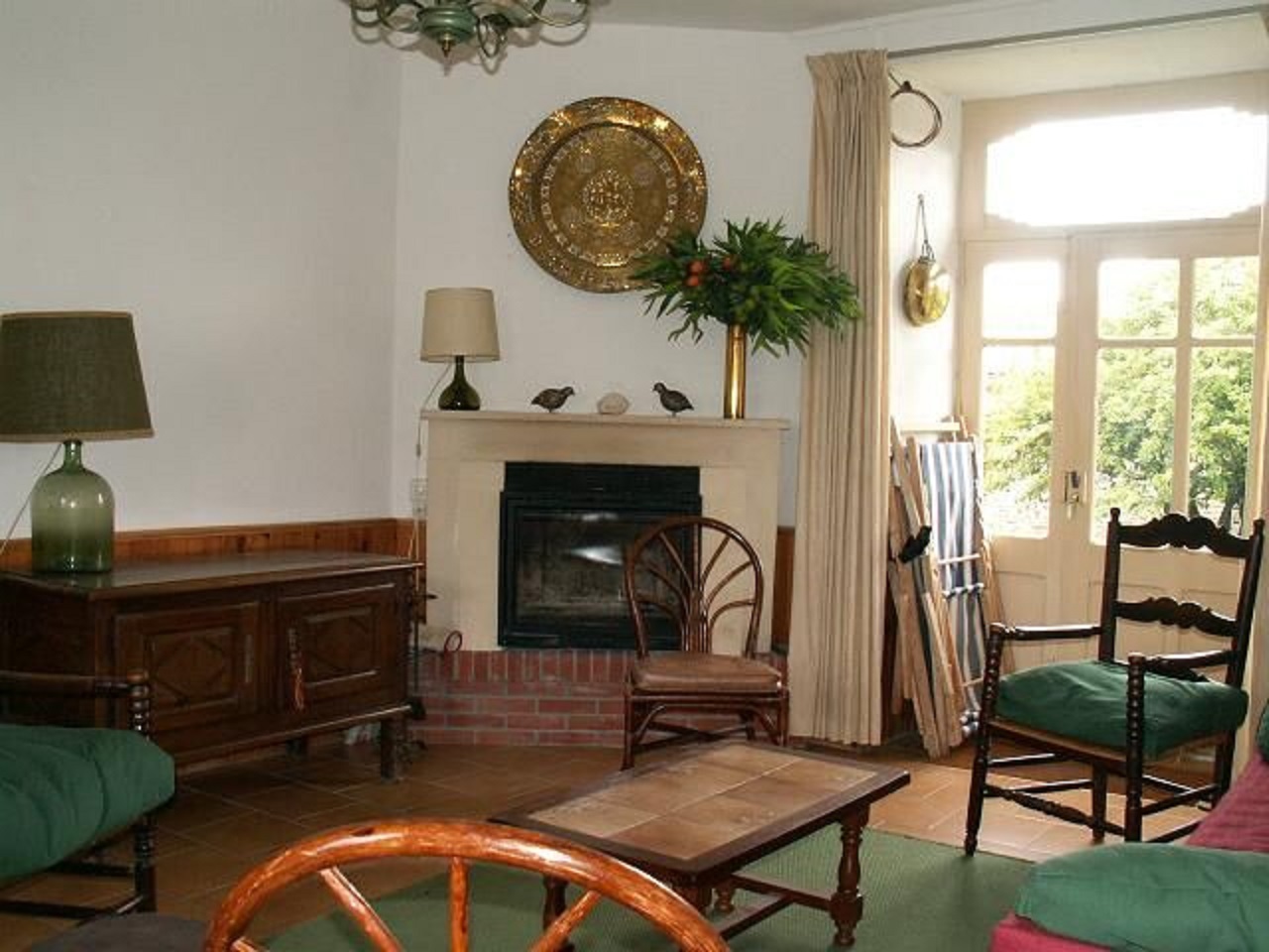 The living room, view of the fireplace