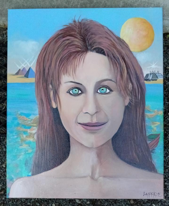 "L'éveillée,"regard tourné vers l'intérieur. Acrylique sur toile. 61x50cm. 600€.Disponible.