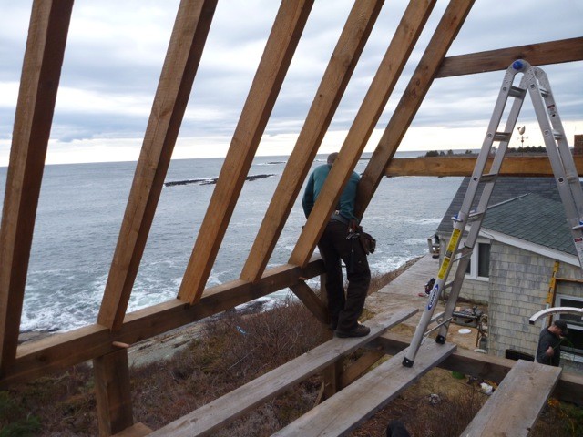 The rafters are fastened back in place