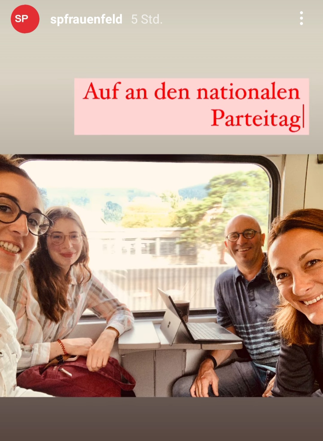 Auf dem Weg nach Biel an den Parteitag der SP Schweiz - danke SP Frauenfeld für diesen gelungenen Post