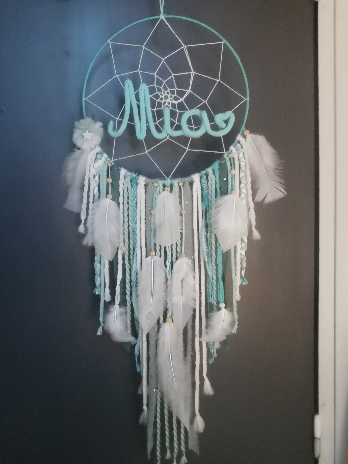 Attrape-rêves personnalisé pour "Mia" (cercle 25 cm)