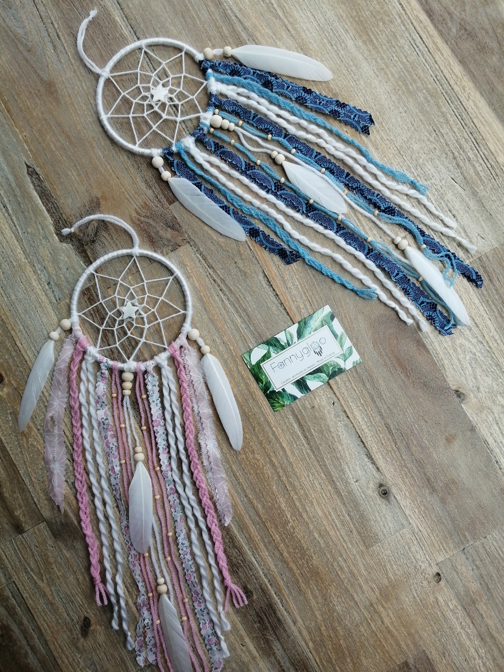 Duo de petits attrape-rêves rose et bleu