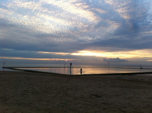 margate sunset over the wading pool shared by Broadstairs Apartments holiday lets Thanet East Kent spectacular sky