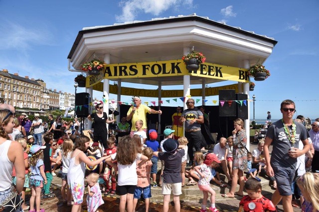 Hobby Horse Club bedlam at the Bandstand. Image: © Broadstairs Folk Week Trust