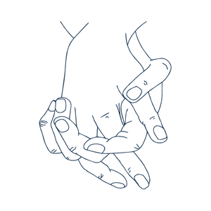 Icône d'une main féminine et d'une main masculine enlacées