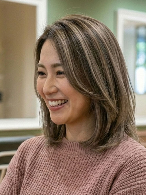 40代 大人の前下がりボブ 髪質改善 N.カラー 千葉市 美容室