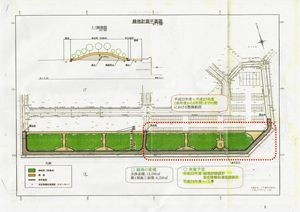 完成予定図（赤点線の右半分が今回の工事分）