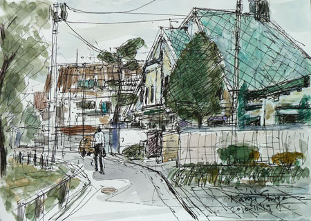 横浜・猫の美術館付近の家々