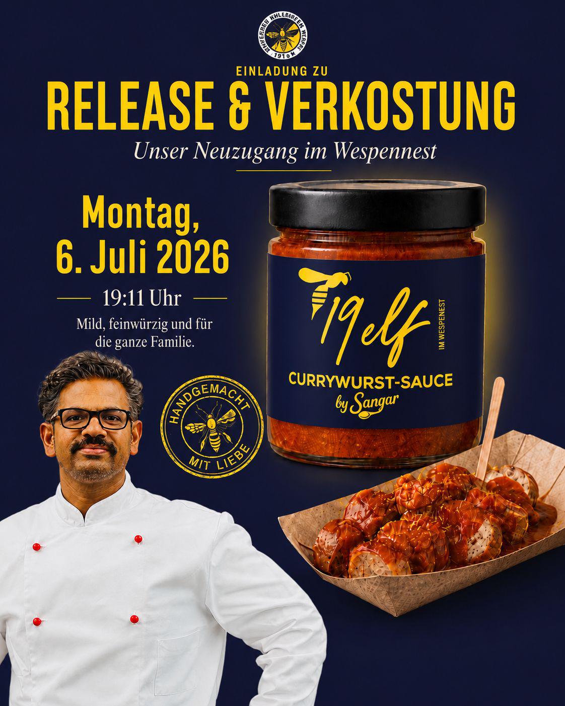 Einladung zur Release & Verkostung unserer 19elf Currywurst-Sauce by Sangar