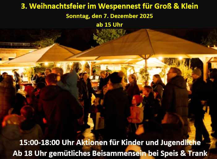 3.Wespen-Weihnachtsfeier mit Weihnachtsmarkt & Spendenaktion
