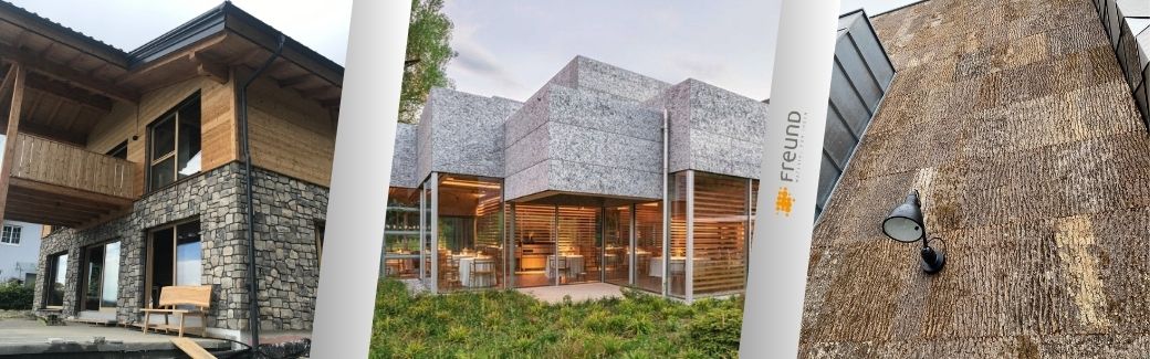 Fassadengestaltung Ideen - Aluminiumfassaden - Baumrinden Fassadenverkleidung - Natursteinfassaden