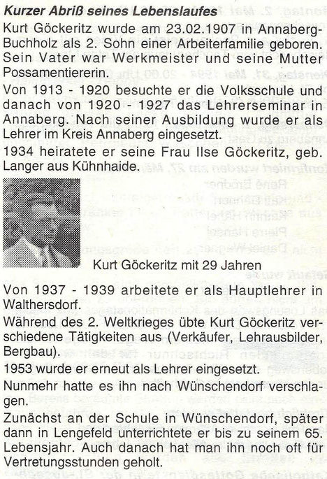 Bild: Wünschendorf Erzgebirge Lehrer Kurt Göckeritz Wünschendorf