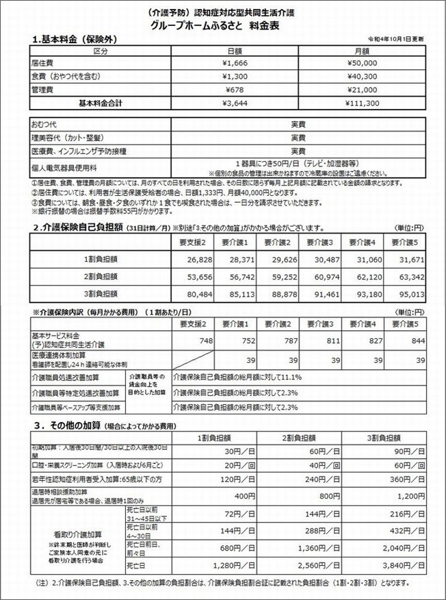 料金表