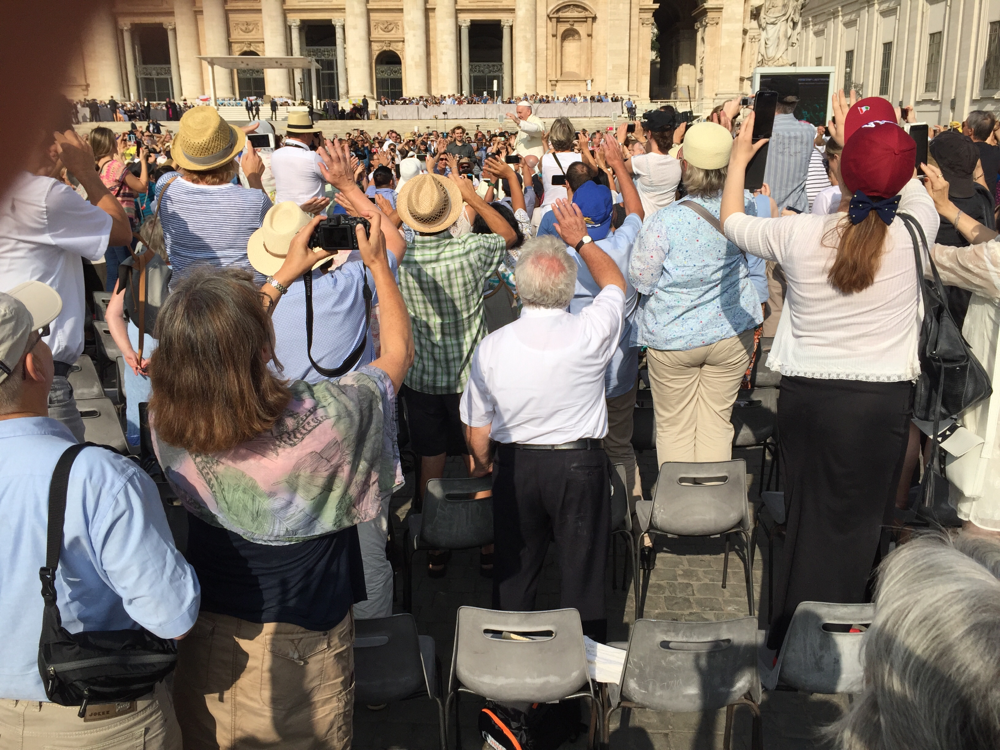 Papst Franziskus in der Menge
