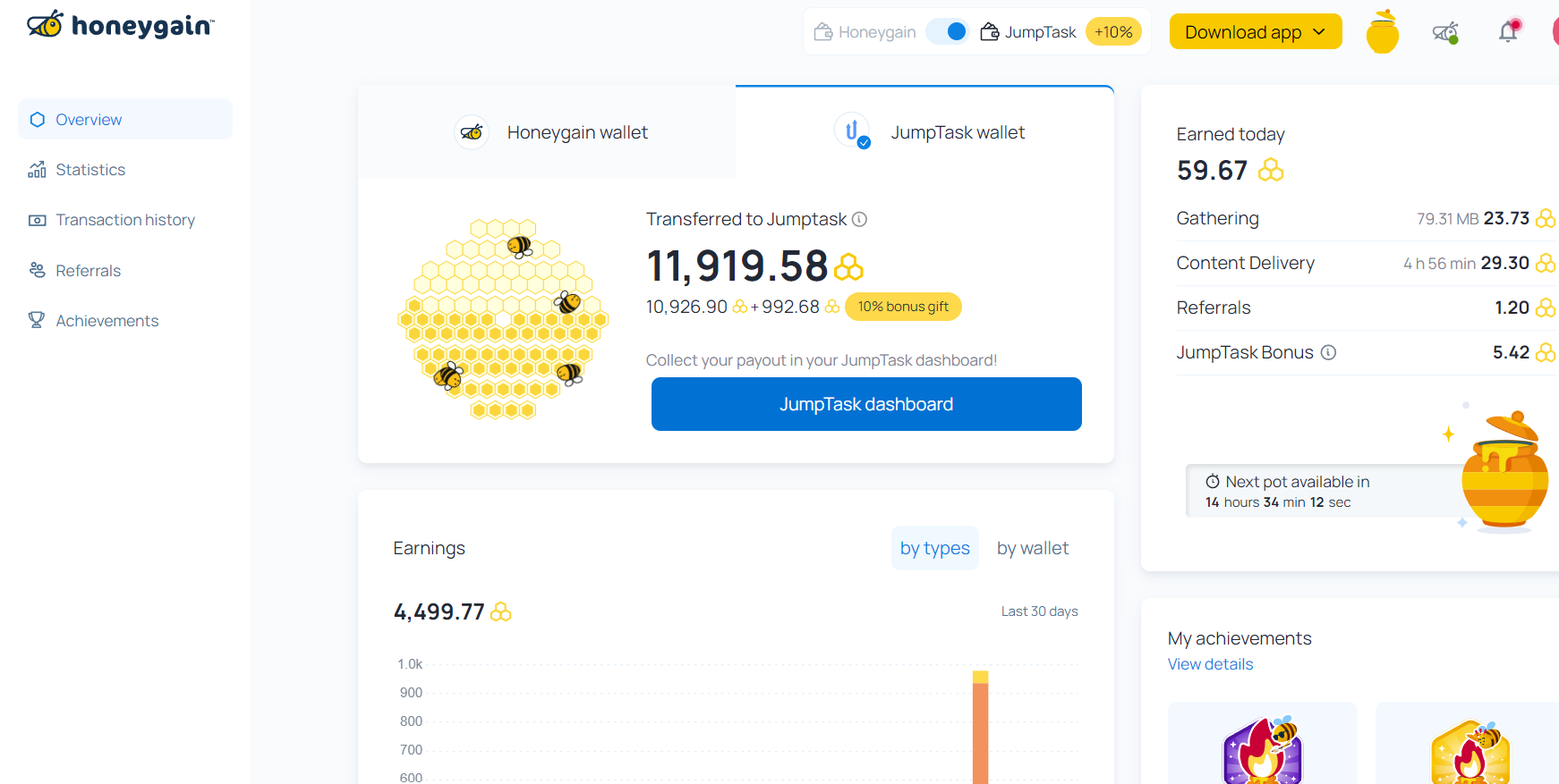 【Paypalへの$20送金確認済み】24時間余分なインターネット接続を共有するだけで不労所得収益を稼げるHoneygain(ハニーゲイン)！：放置で受動的に仮想通貨やPaypal報酬を稼ぐ方法とは？【ポイ活/副業/ベーシックインカム/JumpTask】