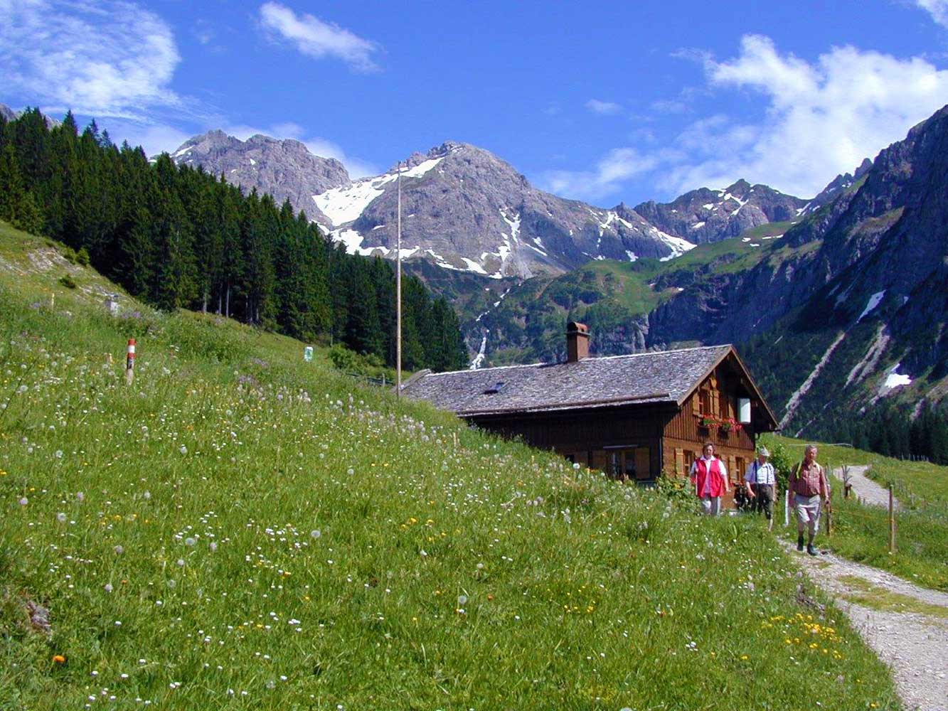 Innere Wiesalpe Kleinwalsertal, Ausflugsziel, Alpe, Brotzeit – Bergpanorama