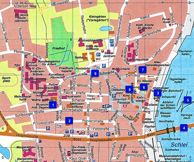 Bild: Die Karte der Innenstadt von Kappeln an der Schlei