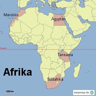 Bild: Afrika - Länder mit Reiserouten