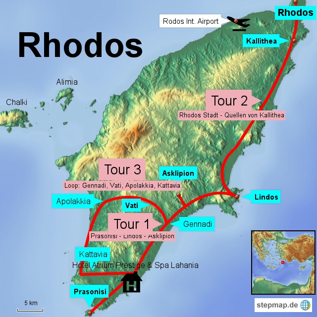 Bild: Karte von Rhodos