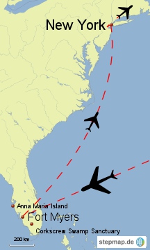 Bild: Karte unserer 2. Reise nach Florida