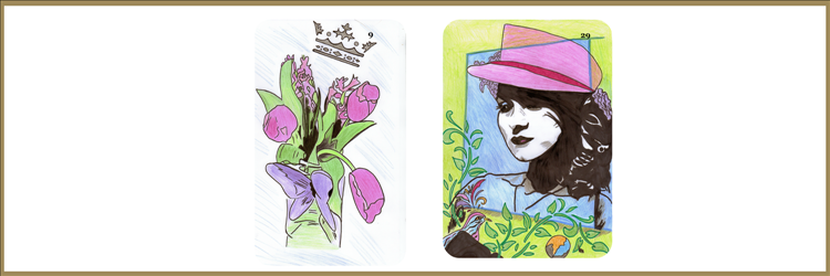 Blumen und Damekarte Lenormand