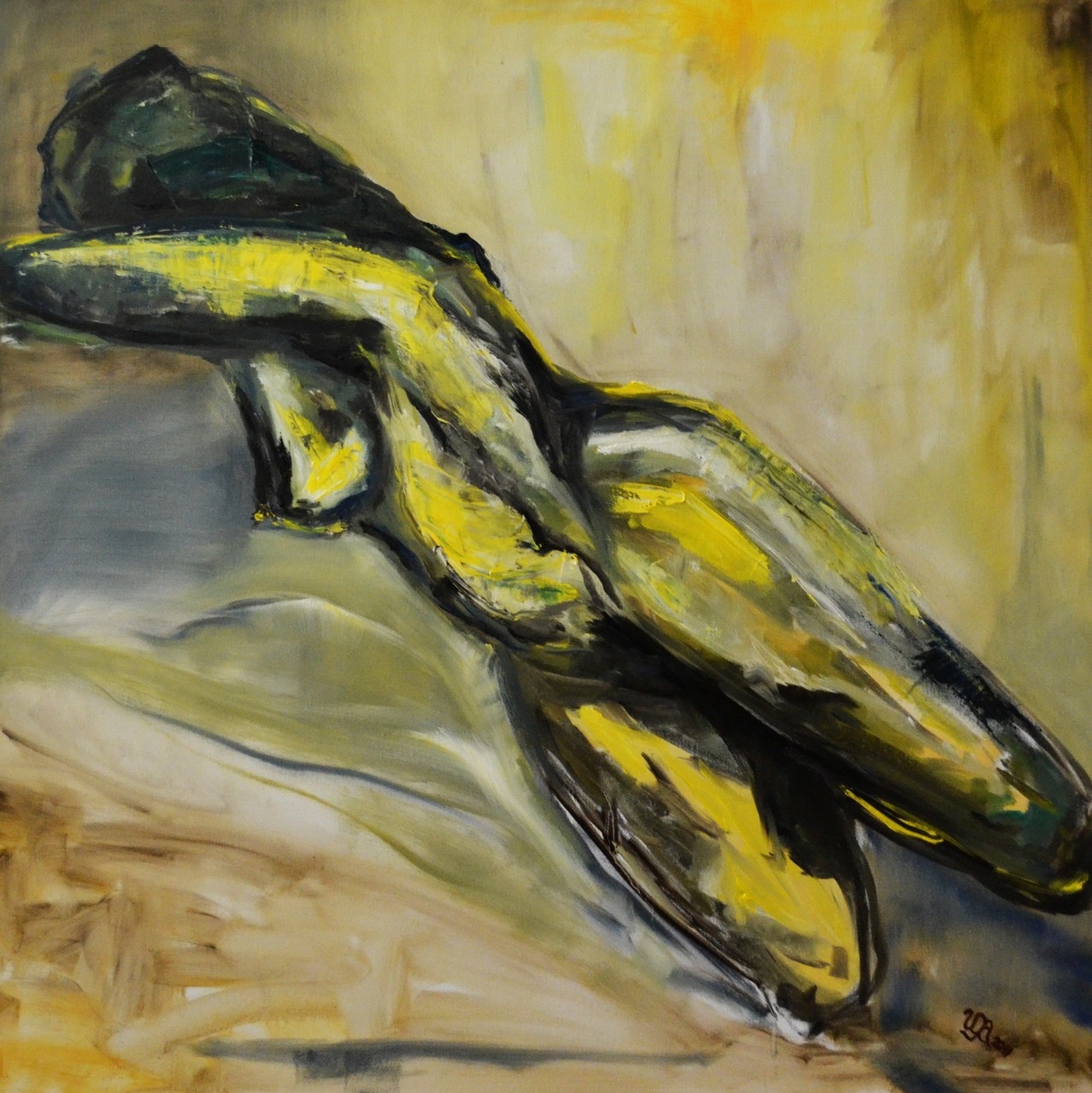 "Akt in grün"    Mischtechnik       100 x 100                                                              