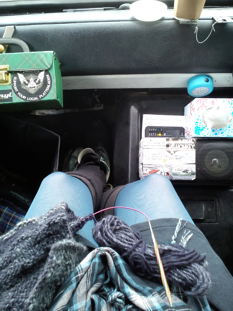 Ein Garn - zwei Strickprojekte - Stricken im Auto unterwegs - Zebraspider DIY Anti-Fashion Blog