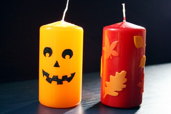 Halloween DIYs Part 1 - jack-o-lantern and autumn leafs candles - Zebraspider Eco Anti-Fashion