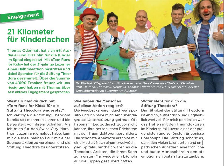 Stiftung Theodora Tom Runs for Kids Thomas Odermatt