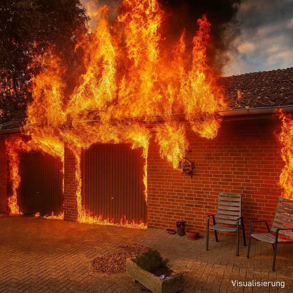 Einsatzübung: Doppelgarage in Vollbrand
