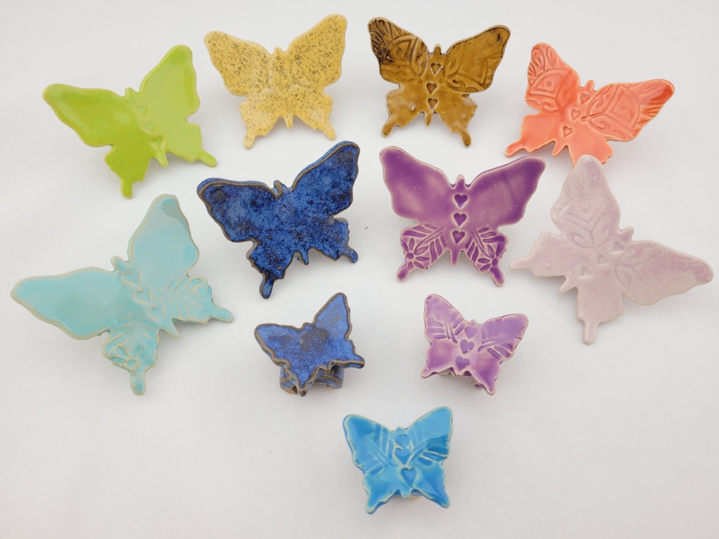 Aufsteck-Schmetterlinge, 2 Größen, viele Farben