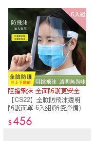 【CS22】全臉防飛沫透明防護面罩-6入組(防疫必備)