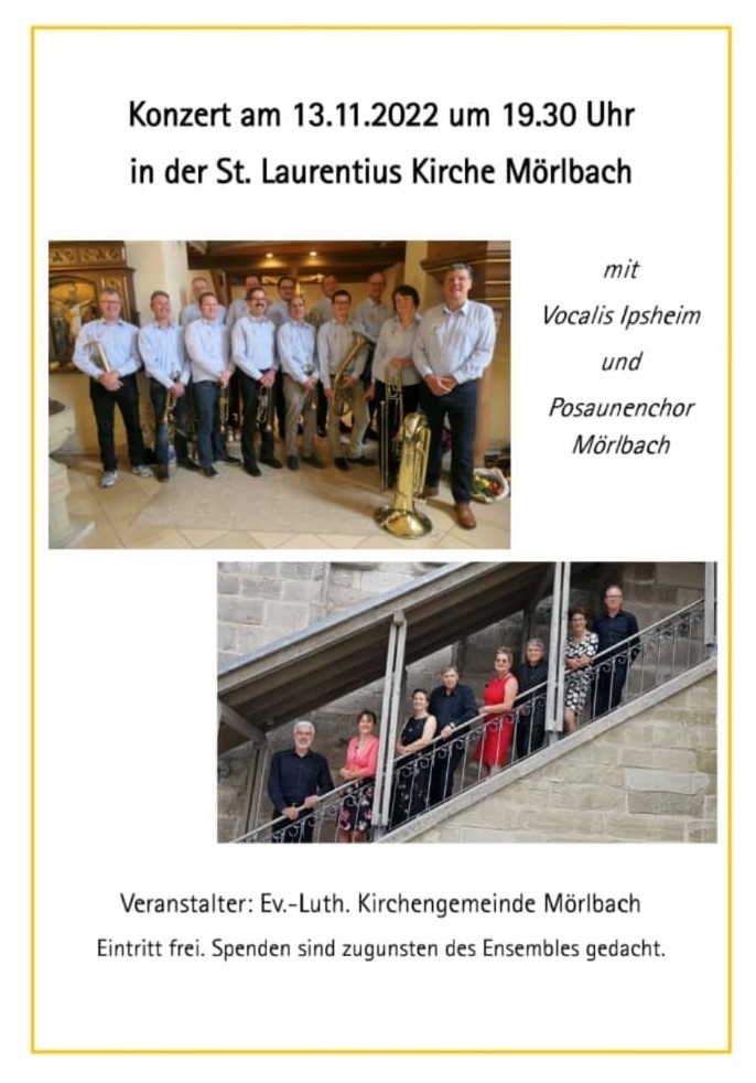 Konzert am 13.11.2022 um 1930 Uhr in der St. LaurentiusKirche
