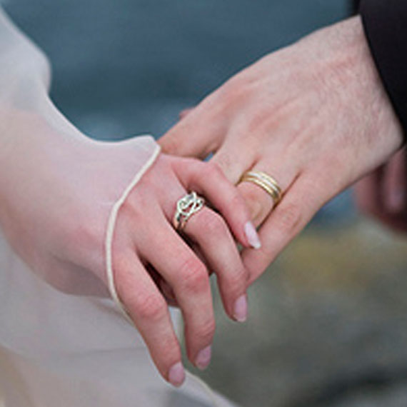 Bespoke Ivy Leaves wedding ring 9ct white gold