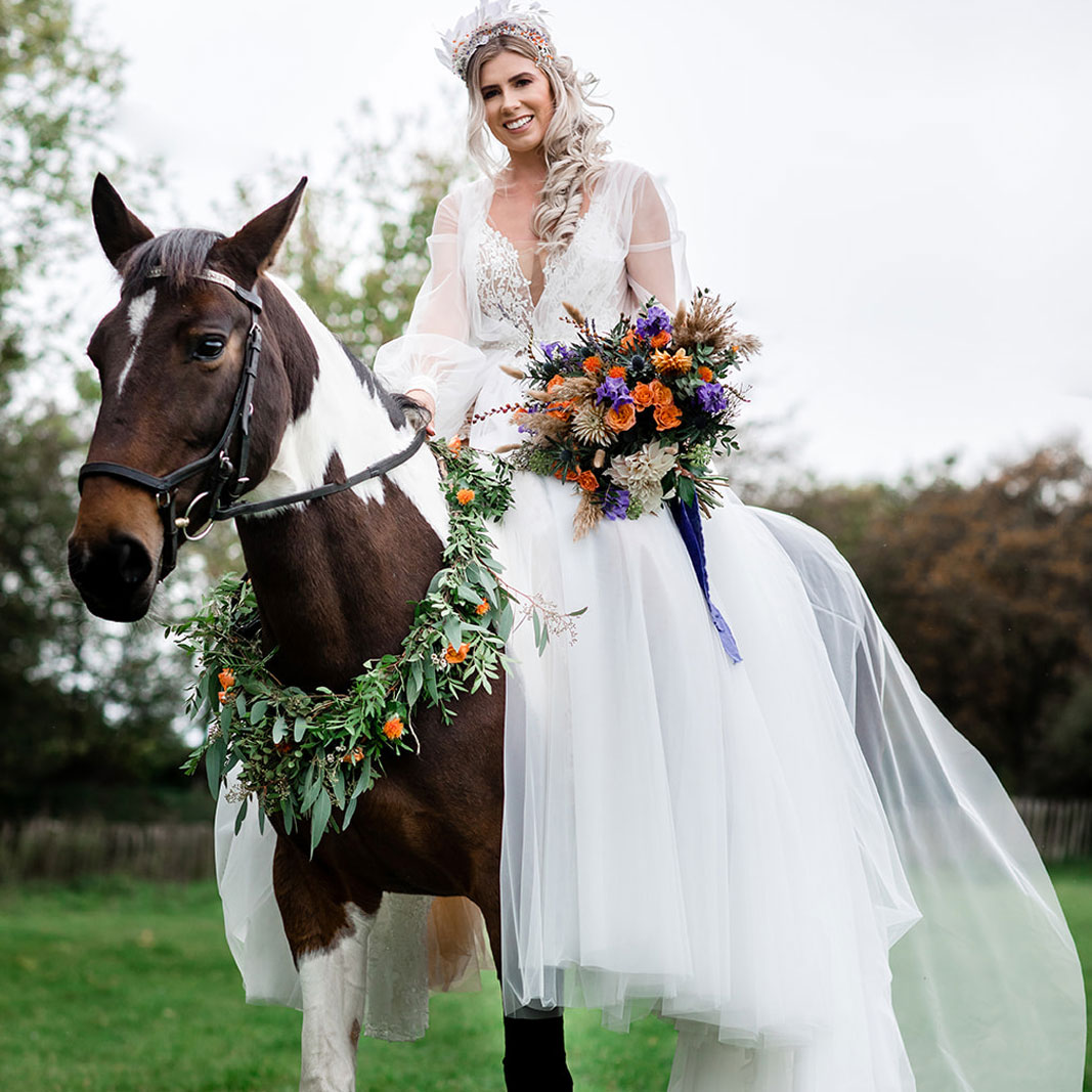 Horseback Bride Wedding Shoot New Forest