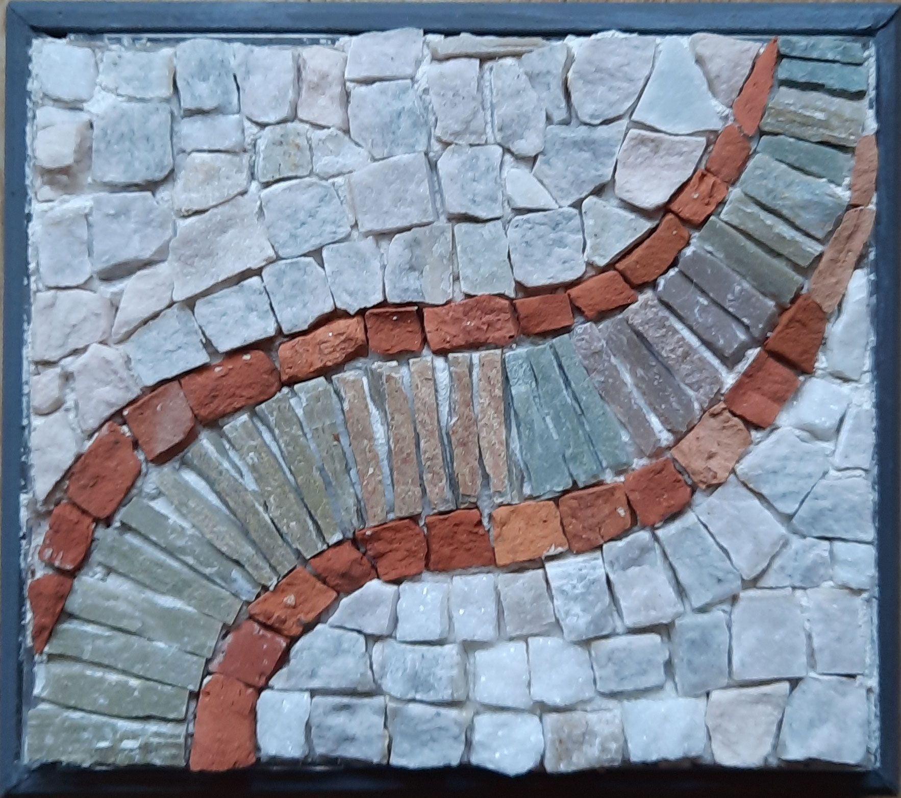 modernes Mosaik, Marmor, Ton, Steinmix, 11x10