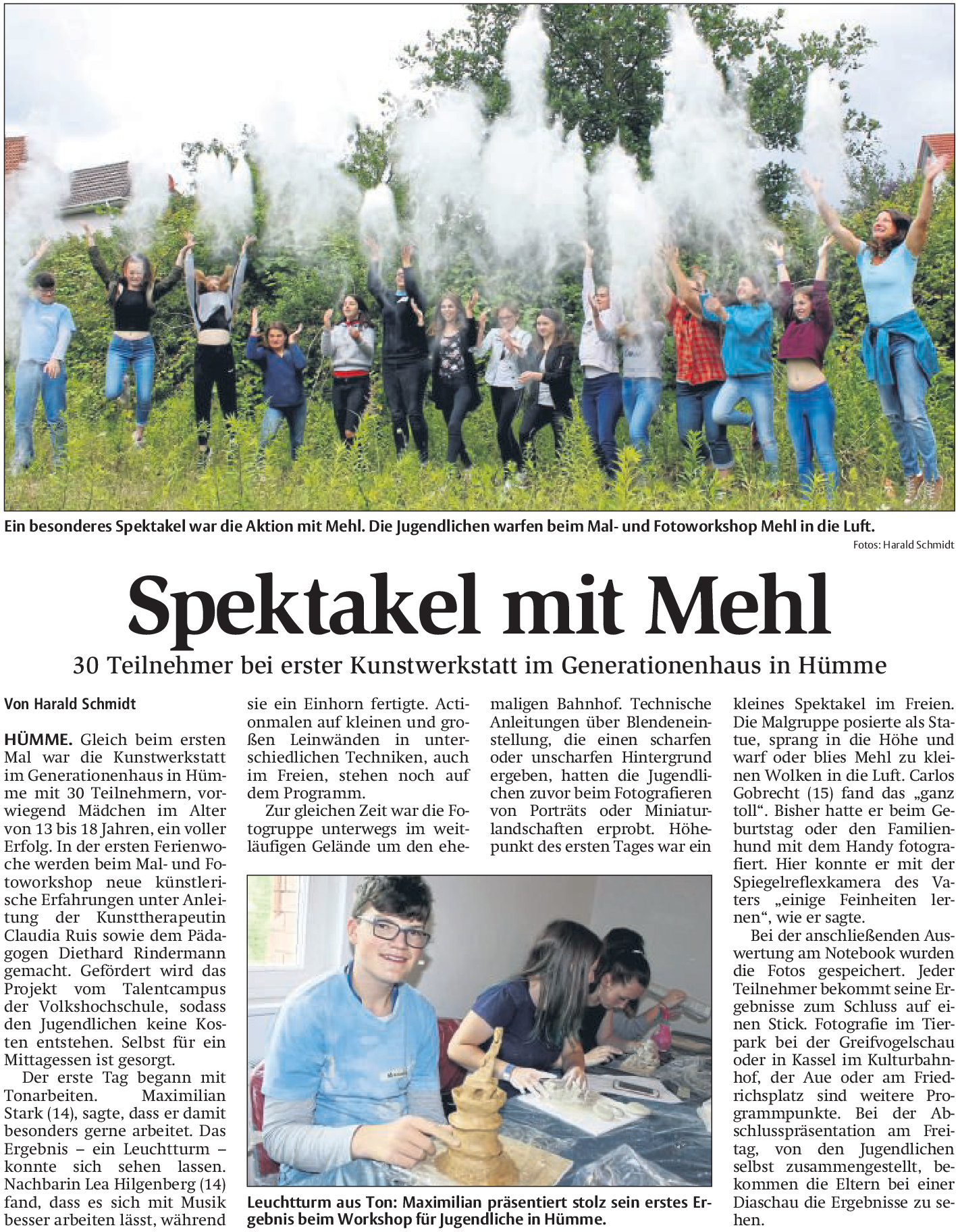 HNA-Artikel: Spektakel mit Mehl - Generationenhaus Bahnhof Hümme