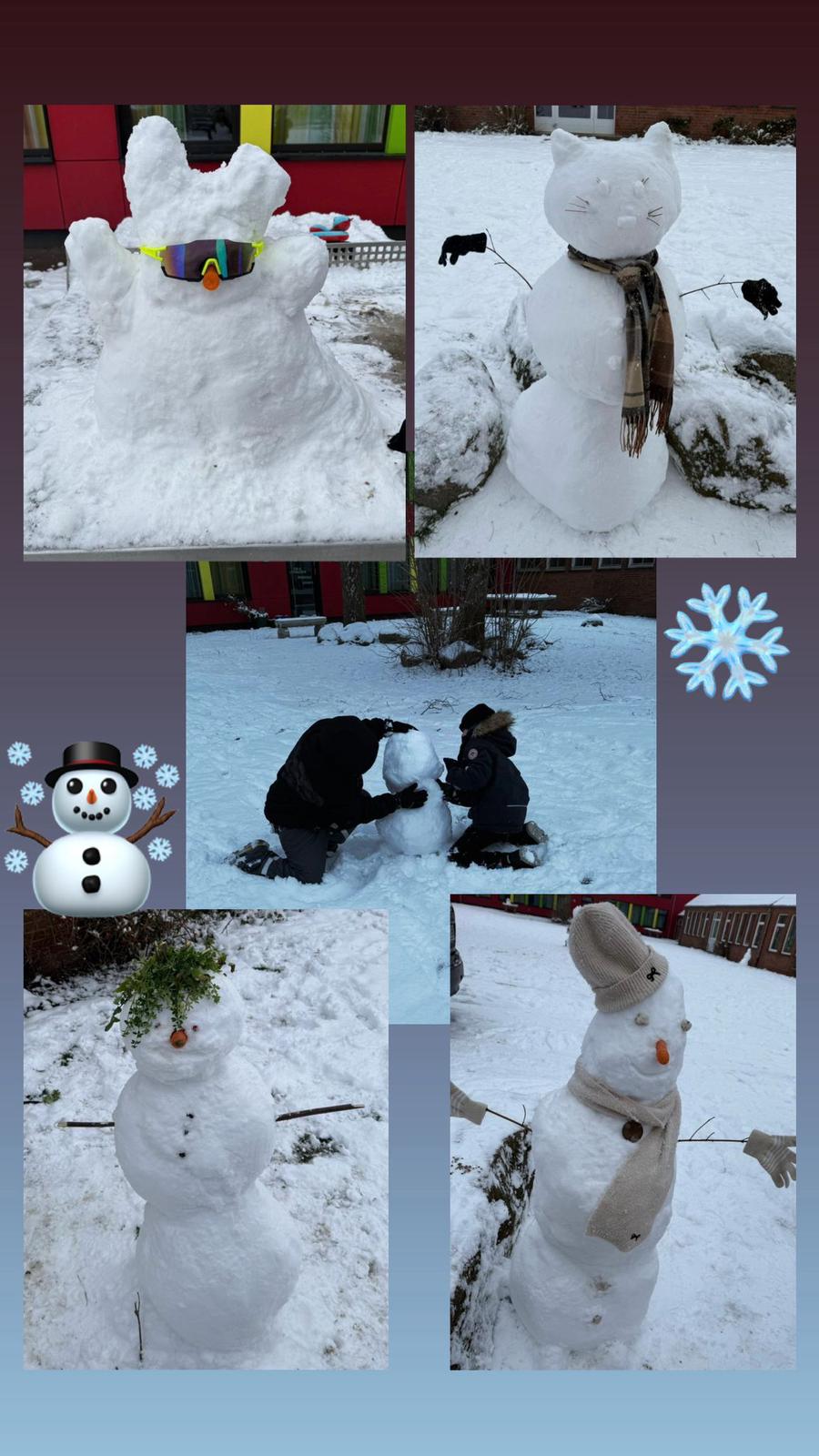 Gemeinsam im Schnee – beim Bauen und Gestalten entstanden tolle Figuren