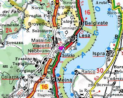 Map. Nous sommes à 10 minutes en voiture d'Arona et de Stresa. Nous sommes à 60 Km. de Milan.